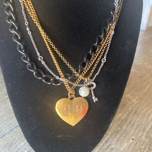 Juicy Couture Vintage Necklace Heart Key Charm Multi-Chain
